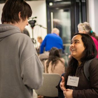 two students talking