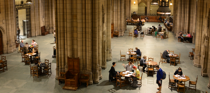 students studying in the Cathedral of Learning