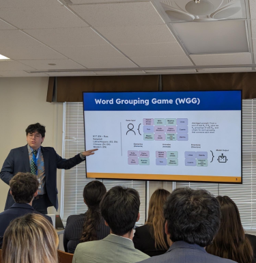 Student presenting to a class.