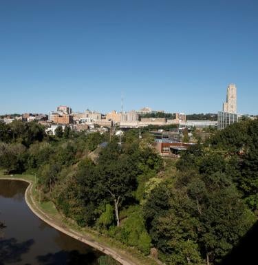aerial view of University of Pittsburgh campus