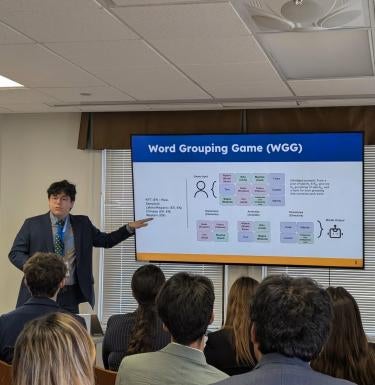 Student presenting to an audience